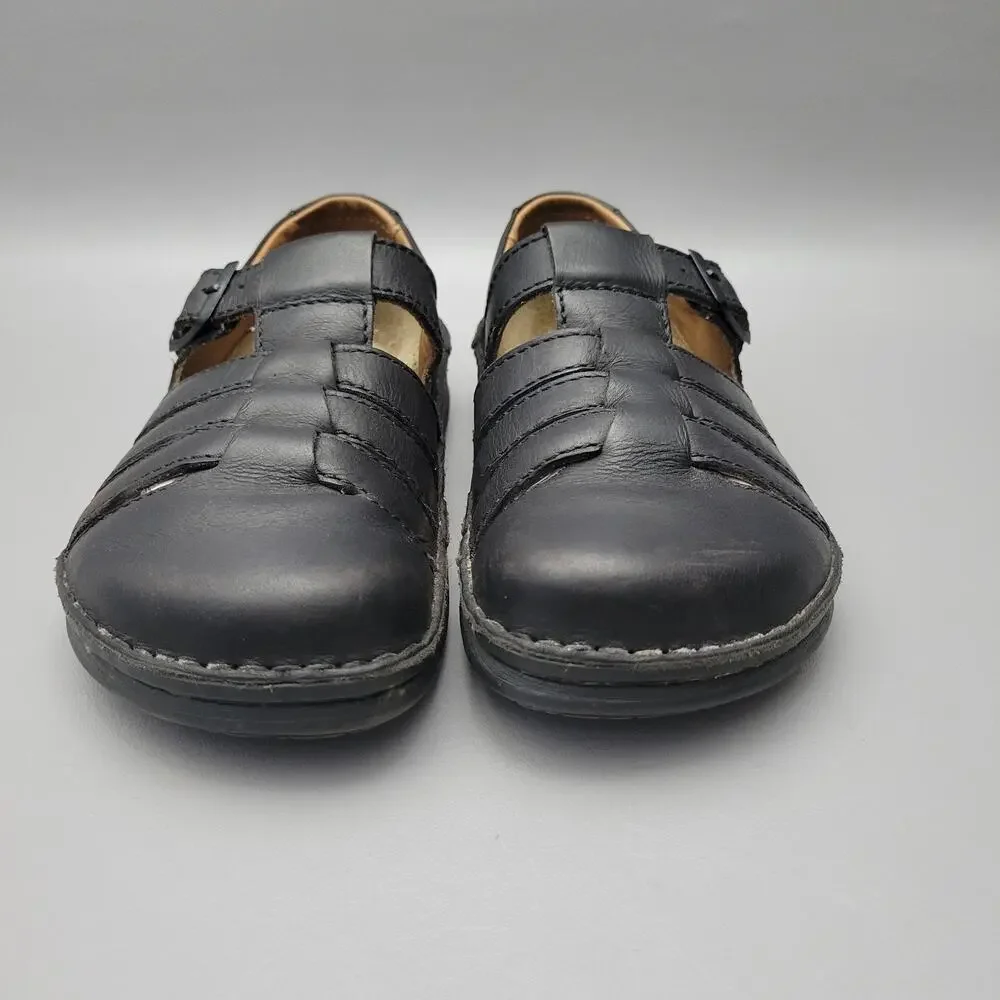 Birkenstock 42 Mens Closed Toe Fisherman Black Sandals Leather Size 9 US